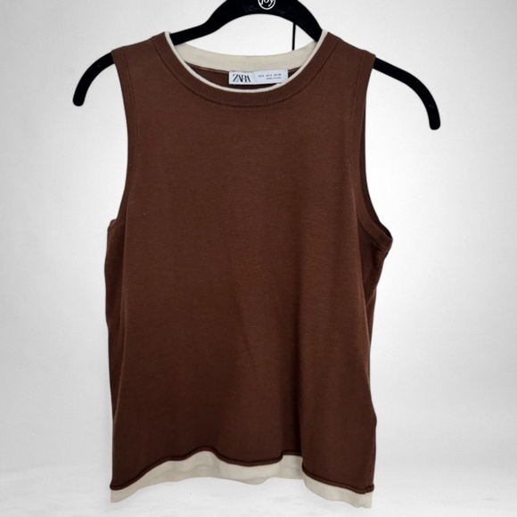 Zara Contrasting Knit Sweater Vest - Picture 4 of 10